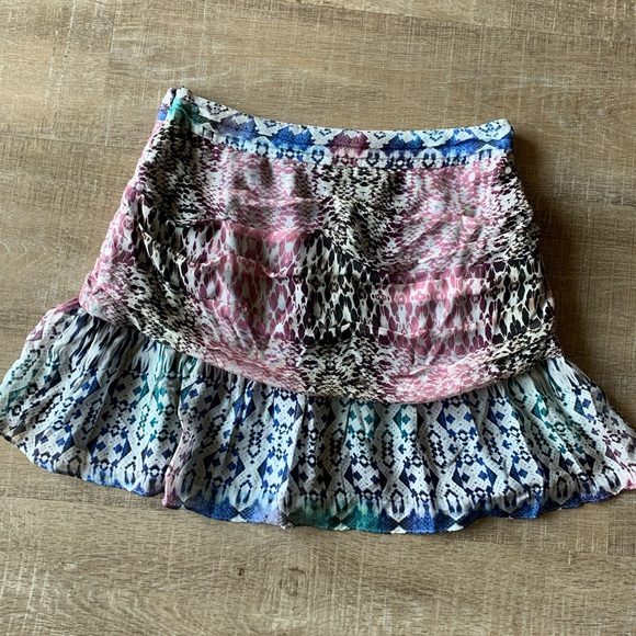 RAMY BROOK Estee 100% silk Flounce Mini Skirt Multi Blush in Size 4 Designer - Picture 8 of 12